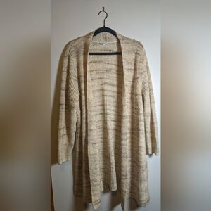 J. Jill PureJill Wool Blend Open Longline Marled Cream Cardigan Sweater XLpetite